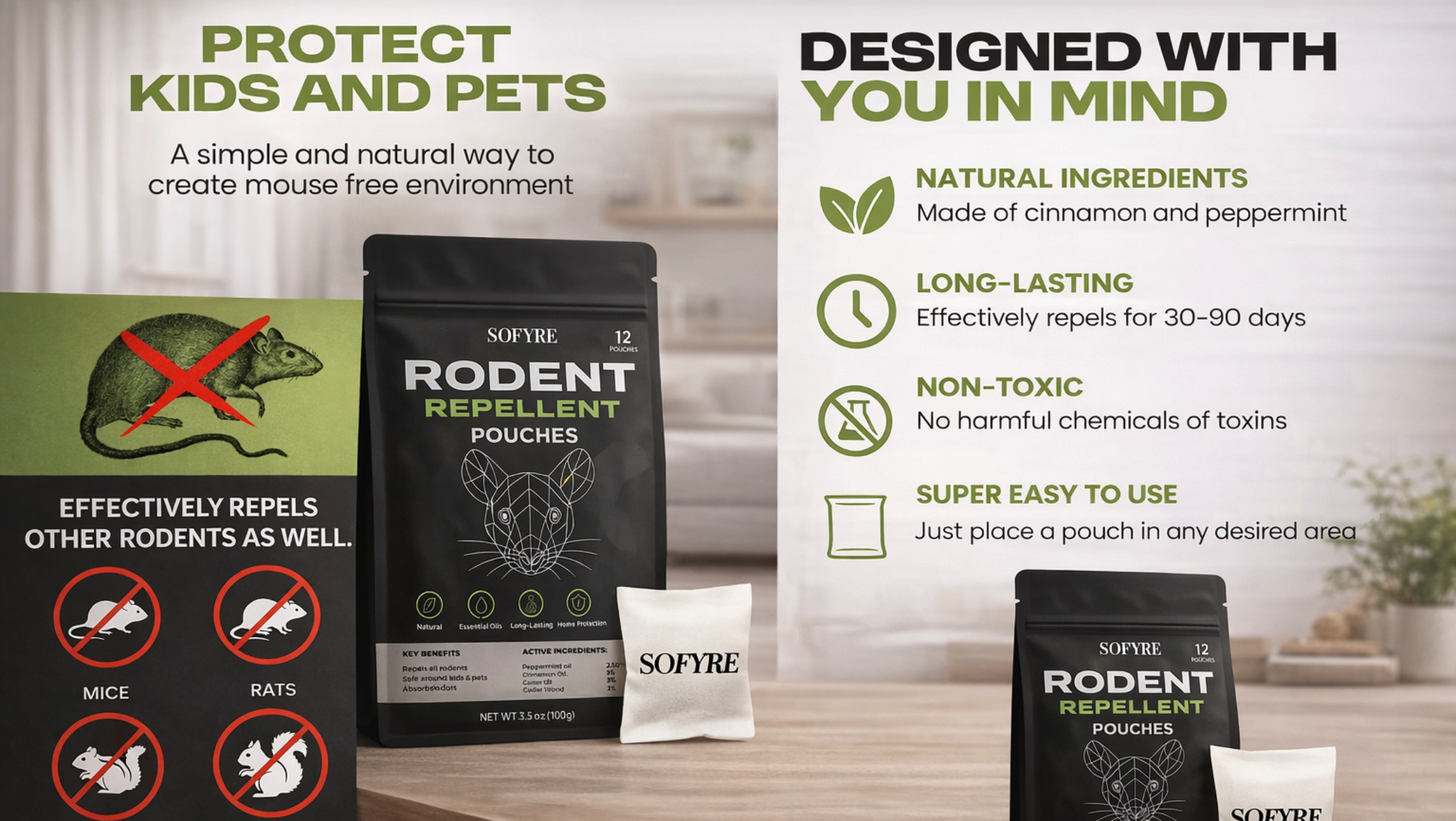 showing benefit of SoFyre Mouse Repellent