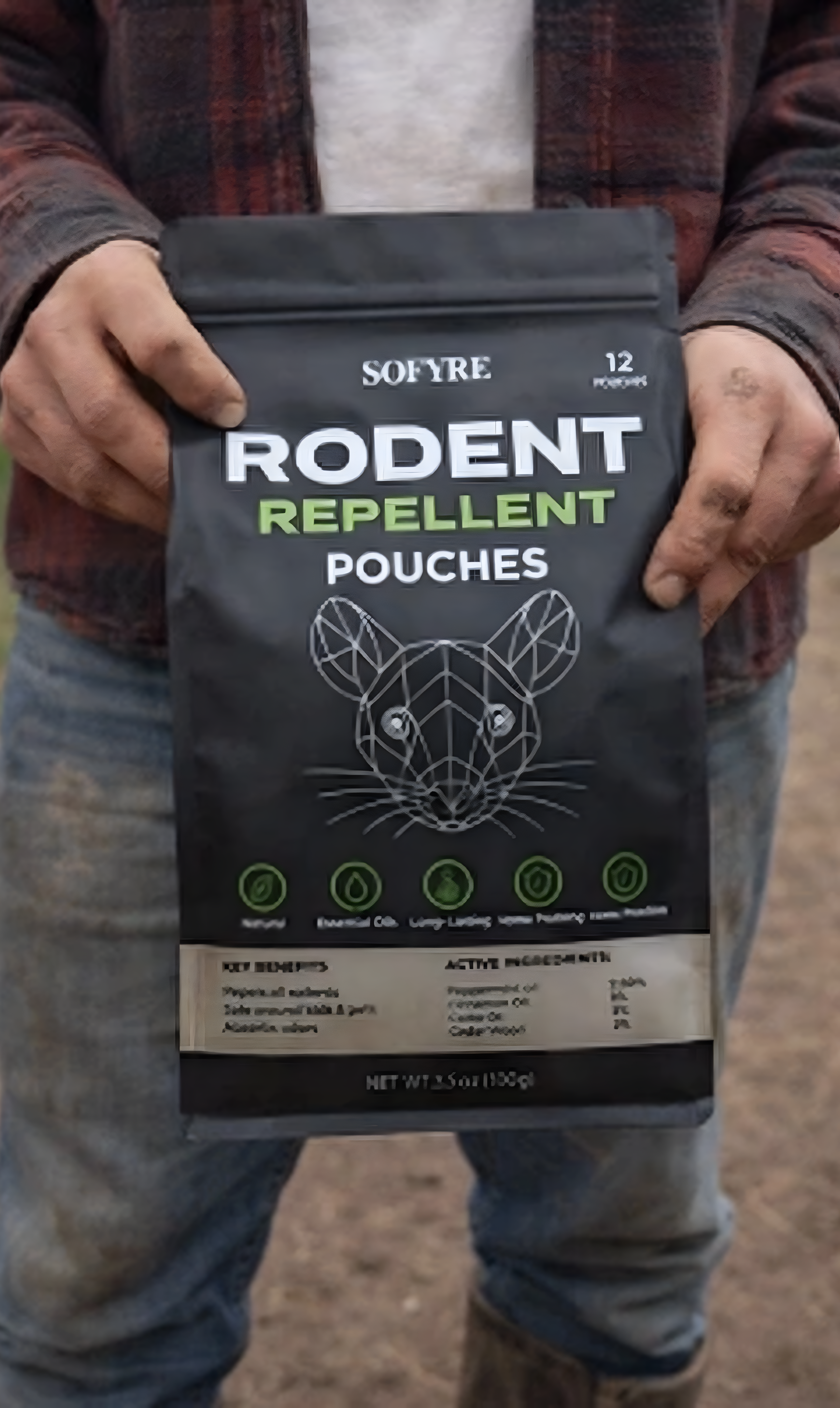 customer holding SoFyre Mouse Repellent